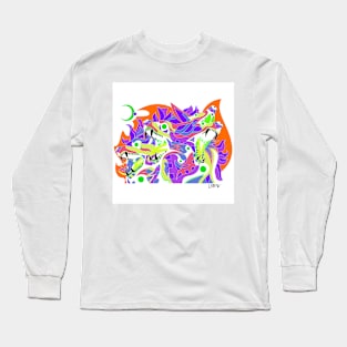 cadejo dogs hounds ecopop monster in the werewolf night Long Sleeve T-Shirt